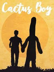 Boy holding hands with cactus