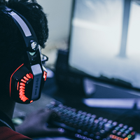 gaming at computer